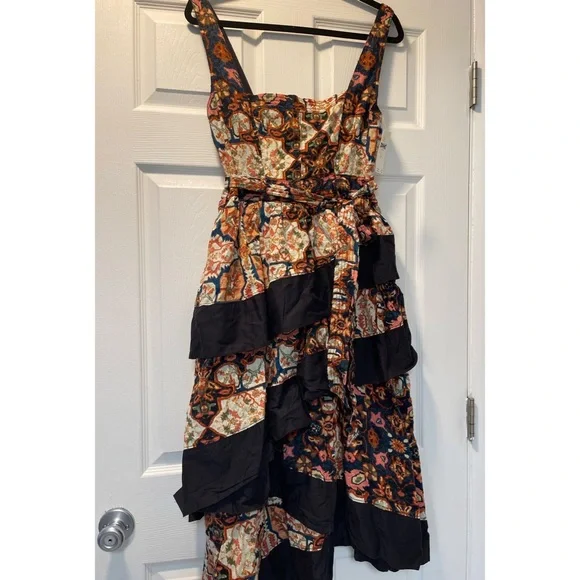 By Anthropologie Square-Neck Tiered Midi Dress